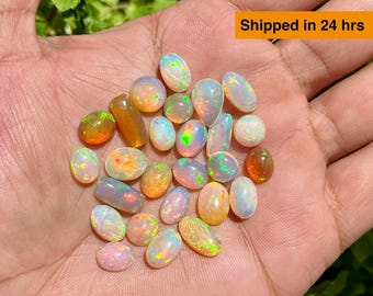 Welo Opal Cabochon Lot: Ethiopian Rainbow Fire, Mix Shape