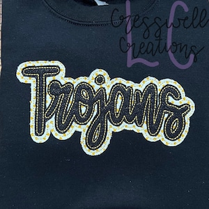 High School Mascot Trojans Bean Stitch Double Applique Machine Embroidery Design