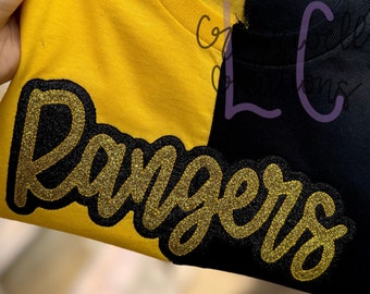 High School Mascot Rangers Bean Stitch Double Applique Machine Embroidery Design