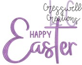Happy Easter With Cross Machine Embroidery Design