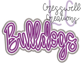 High School Mascot Bulldogs Satin Stitch Double Applique Machine Embroidery Design