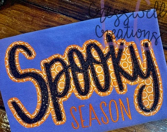 Spooky Season Bean Stitch Double Applique Machine Embroidery Design