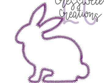 Bunny Zig Zag Stitch Applique Machine Embroidery Design