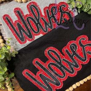 High School Mascot Wolves Bean Stitch Double Applique Machine Embroidery Design