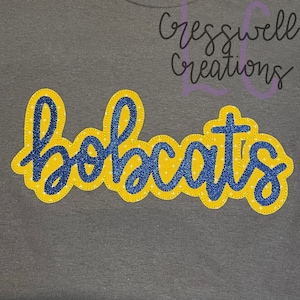 High School Mascot Bobcats Bean Stitch Double Applique Machine Embroidery Design