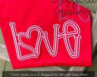 Disegno per ricamo a macchina con cuore 3D