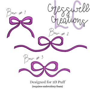 3D Puff Bow Bundle Machine Embroidery Designs