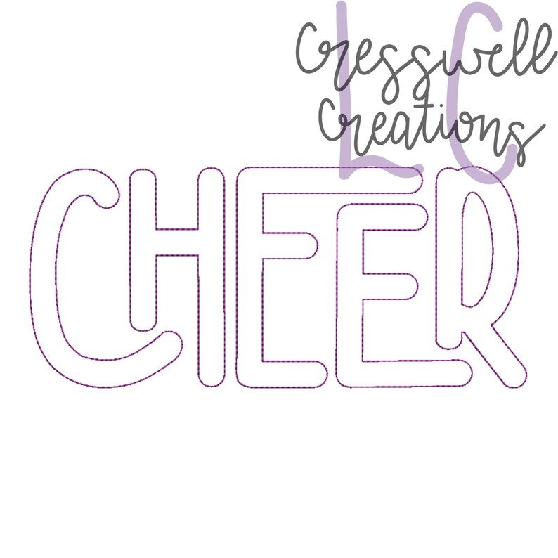 Cheer Text Cursive Cheer Bean Stitch Applique Machine Embroidery Design - Etsy