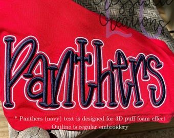 High School Mascot Panthers 3D Puff  Machine Embroidery Design