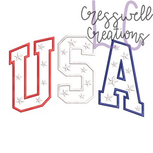 USA with Stars Machine Embroidery Design