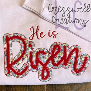 Motif de broderie machine double applique au point haricots rouges