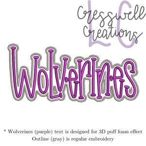 High School Mascot Wolverines 3D Puff  Machine Embroidery Design
