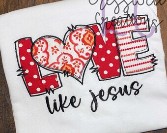 Love Like Jesus Bean Stitch dubbele stoffen machineborduurontwerp