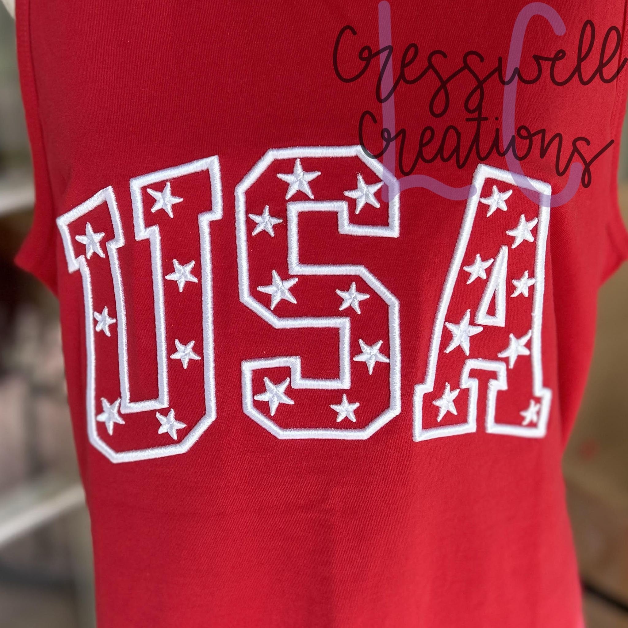 USA with Stars 3D Puff Machine Embroidery Design