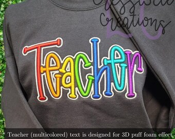 Diseño de bordado a máquina de puff 3D para profesor