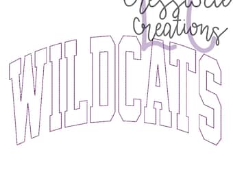 High School Mascot Wildcats Embossed 3D Puff Machine Embroidery Design