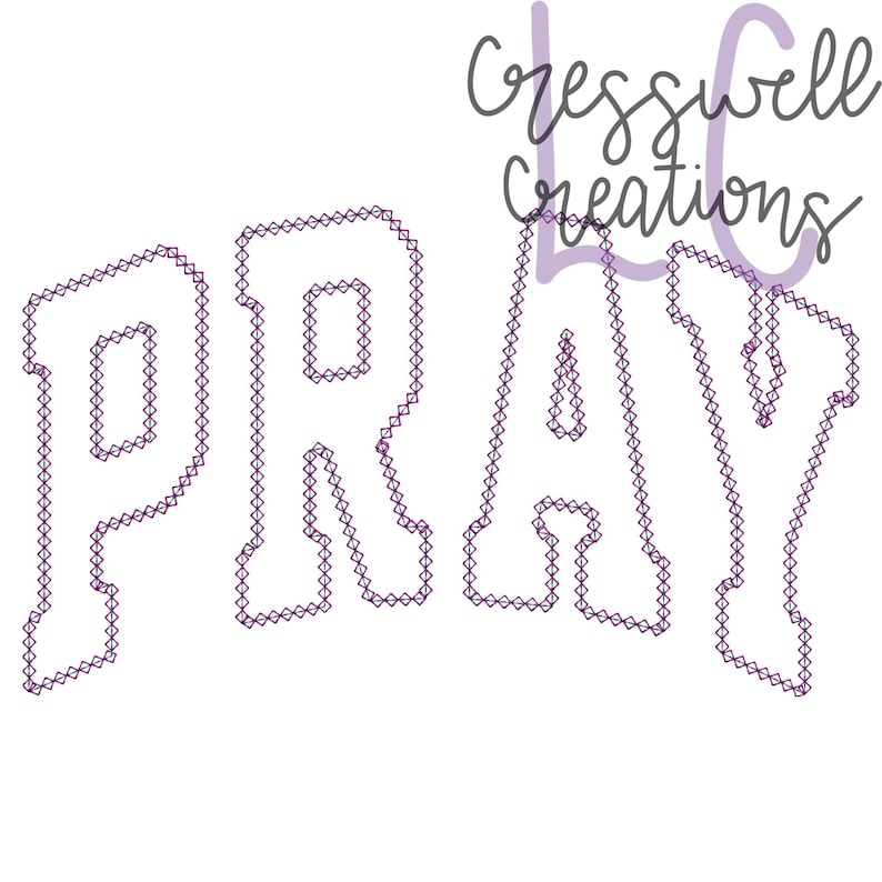 Pray In Cursive Pray Curved Diamond Stitch Applique Machine Embroidery Design - Etsy