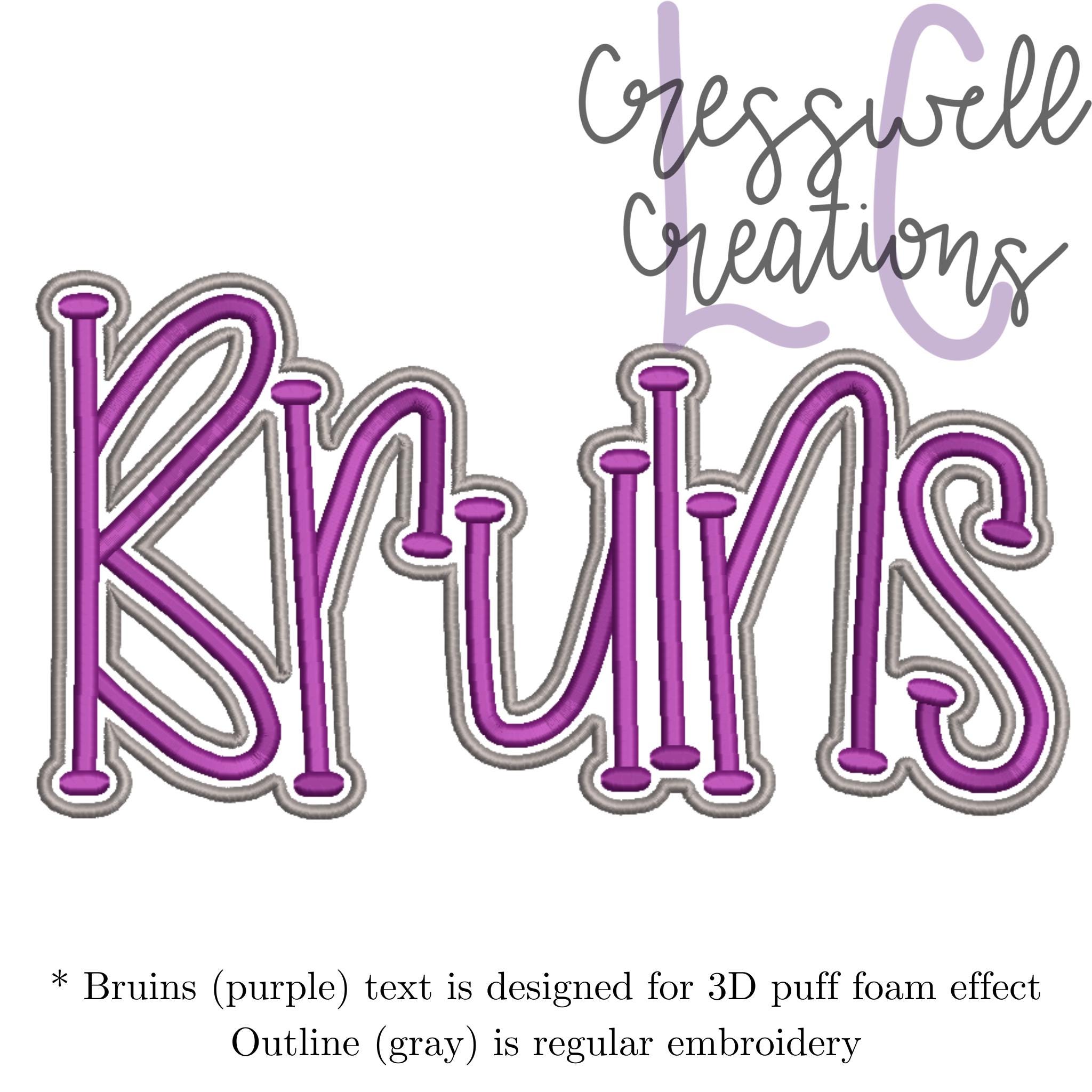 High School Mascot Bruins 3D Puff  Machine Embroidery Design