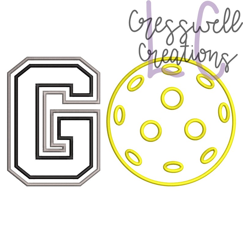 Pickleball Cursive GO Pickleball Applique Machine Embroidery Design - Etsy