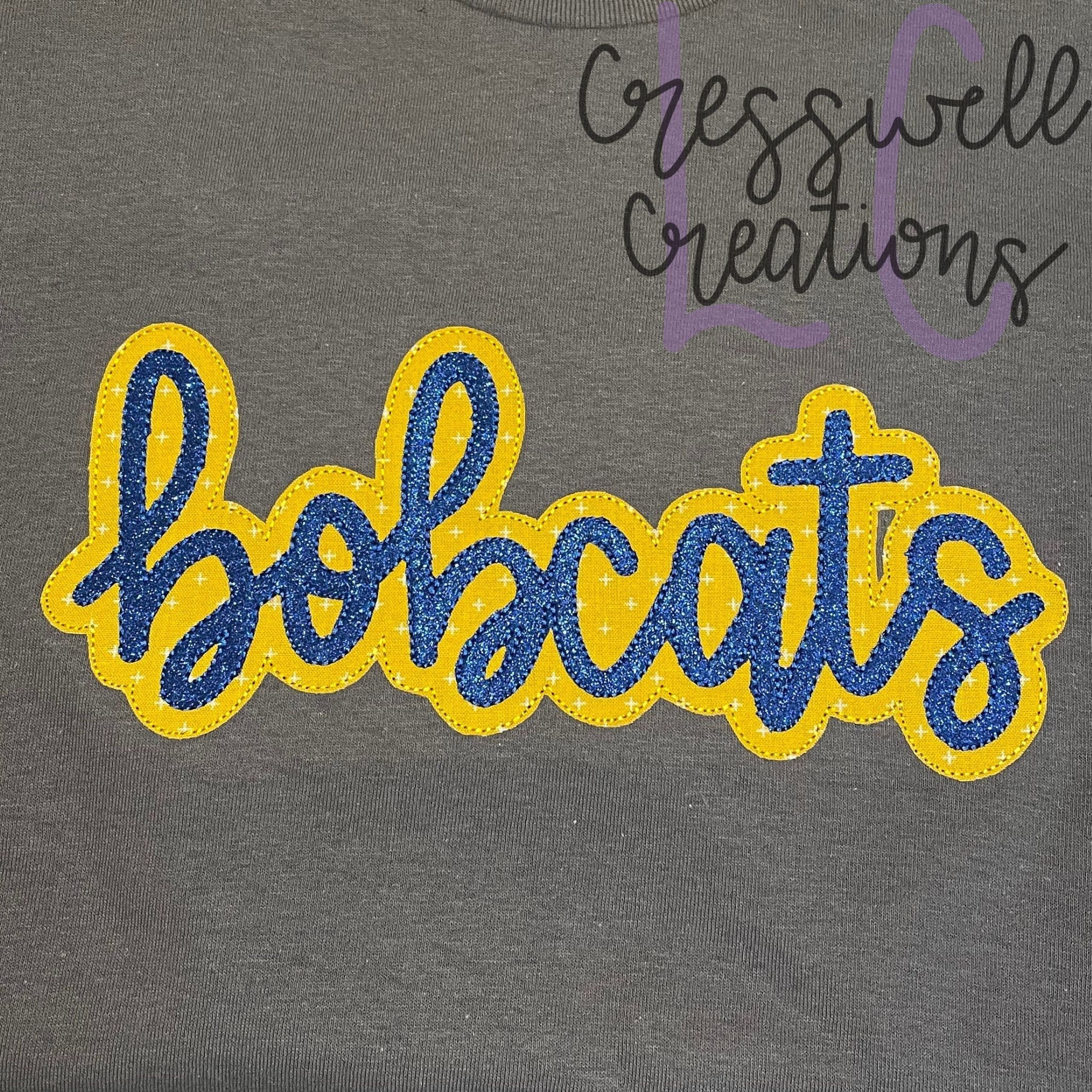 High School Mascot Bobcats Bean Stitch Double Applique Machine Embroidery Design