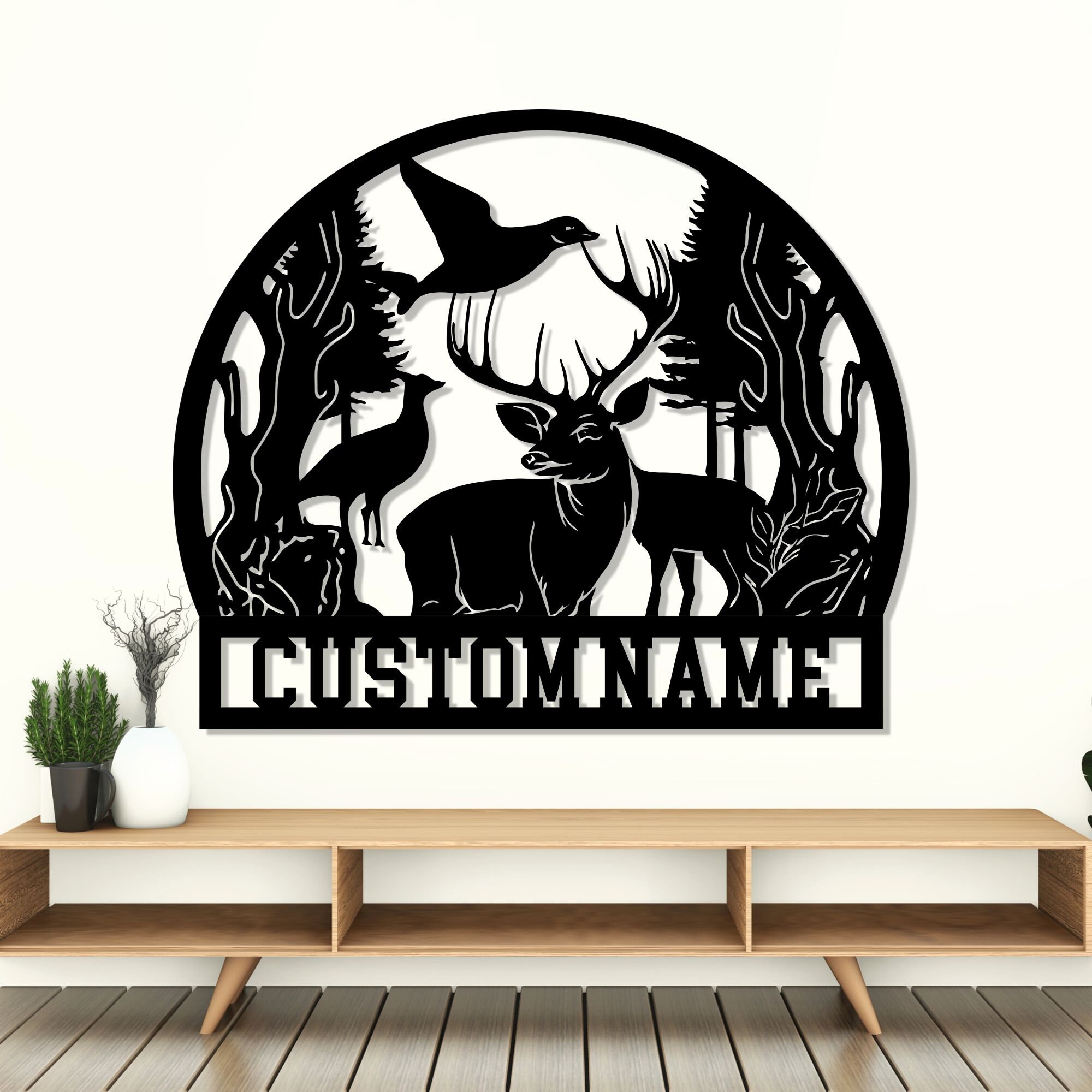 Custom Deer Hunting Metal Wall Art, Lakeview Wall Decor, Personalized