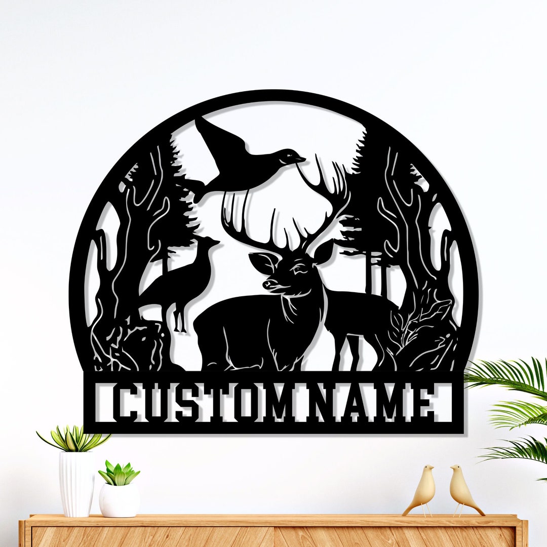 Custom Deer Hunting Metal Wall Art, Lakeview Wall Decor, Personalized