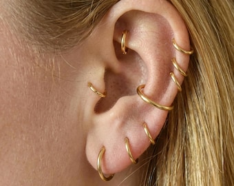 Argola de titânio de calibre 20G/18G/16G com uma única linha, piercing de nariz com segmento articulado, argola para tragus, hélix e concha, piercing de nariz e lóbulo da orelha.