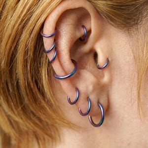 Titanium One-Line Hoop, Rainbow Hinged Segment Nose Ring, Tragus Helix Conch Hoops Earring, A+Grade Nose Earlobe Piercing Hoop Ring.