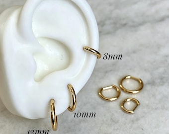 Pendientes de aro de titanio en forma de D, aros tipo huggie hipoalergénicos de 16G/18G, joyería ligera e impermeable para piercing de cartílago.