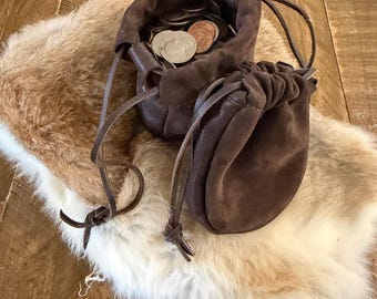 Handmade Deerskin and Suede Leather Drawstring Pouch: Cosplay Coin/Dice Bag