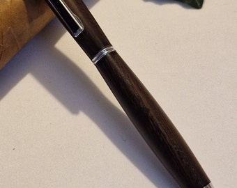 hand-turned ballpoint pen made of African black wood in silver