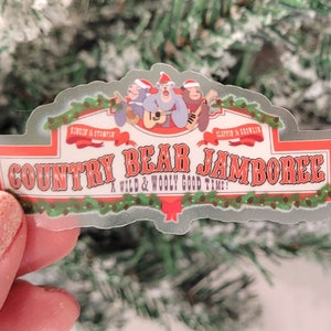 Country Bear Jamboree Sign Christmas Sticker - Magic Kingdom Frontierland Holiday Water Bottles Decal