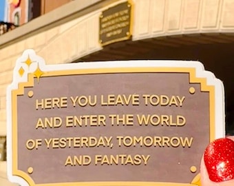 Disneyland Entrance Plaque Sticker: Disney Park Vinyl Decal