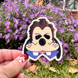 Goofy Halloween Sticker: Michael Myers Disney Horror Parody Decal