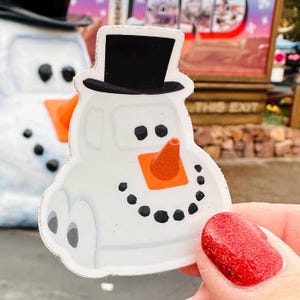 Cars land Snowman Sticker: California Adventure Christmas Water Bottle Decal