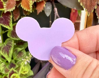 Mickey-Shaped Sticker Purple: Pastel Waterproof Vinyl Decal