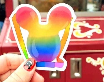 Mickey-Balloon Popcorn Bucket Sticker: Disney Park Rainbow Decal