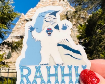 Pegatina del Yeti del Matterhorn "Rugido", calcomanía de vinilo de las montañas de Disneyland