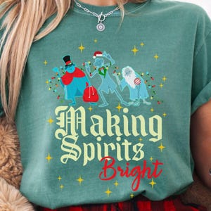 Chemise de Noël du manoir hanté Disney, t-shirt des fêtes de fin d&#39;année faisant de l&#39;auto-stop, t-shirt de Noël fantomatique, tenue de voyage de vacances Disney