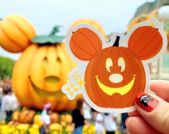Disneyland's Mickey Jack-'o-Lantern Sticker - Town Square Pumpkin Water Bottle Decal - Halloween Scrapbooking
