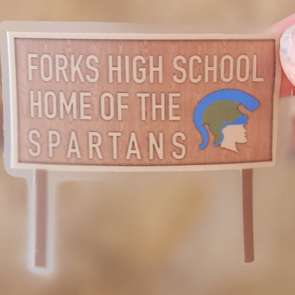 Forks High School Sign Sticker - Twilight Inspired Water Bottle Decal - Teen Books Scrapbooking