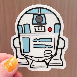 Cute R2-D2 Sticker, Star Wars Water Bottle Decal, Galaxy&#39;s Edge Laptop Vinyl Graphic, Disney Fan Gift, Luggage Decoration, Sci-Fi Scrapbook