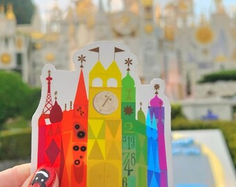 Rainbow Small World Clock Pride Sticker LGBTQ