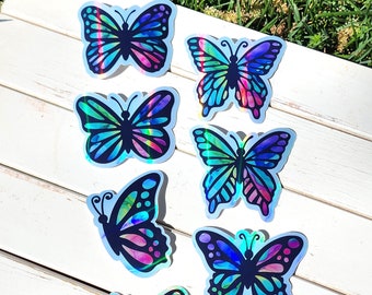 Pack of 7 Vinyl Holographic Butterfly Stickers, Butterfly art, Trending Stickers, Nature stickers, Gift ideas, handmade, gifts for her,