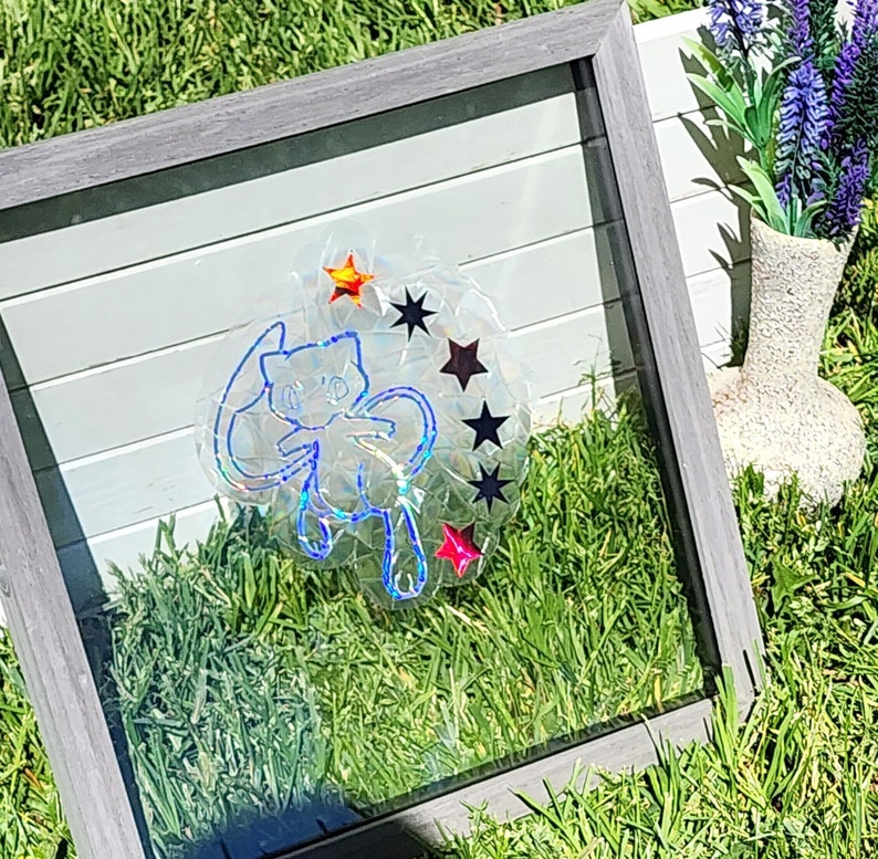 Mew Pokemon Rainbow Suncatcher, Suncatcher Sticker, Reusable Vinyl