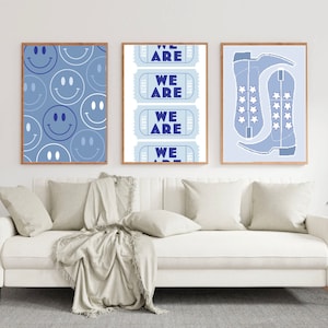 Penn State Blue Wall Art Set de 3 carteles imprimibles digitales / Dormitorio / Pared del apartamento / Trendy, Happy Valley, We Are *DESCARGA DIGITAL*