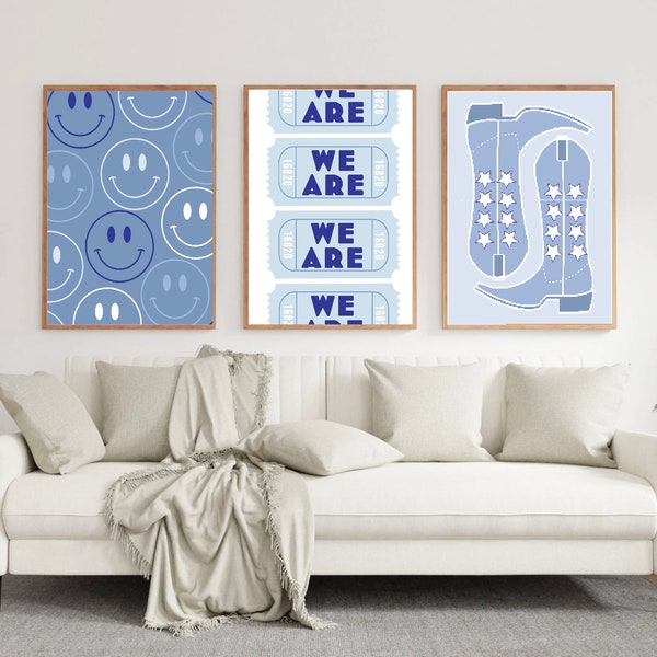 Penn State Blue Wall Art Set of 3 Digital Printable Posters | Dorm Room | Apartment Wall | Trendy, Happy Valley, We Are *DIGITAL DOWNLOAD*