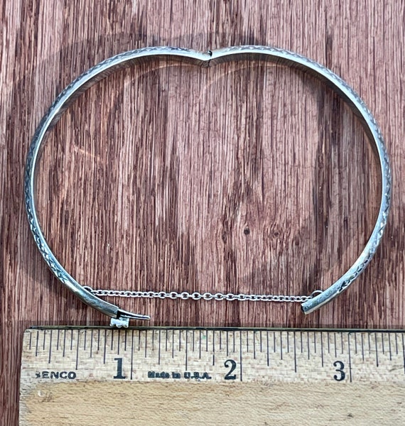 Sterling Silver Bangle Bracelet - Mid-Century Cla… - image 4