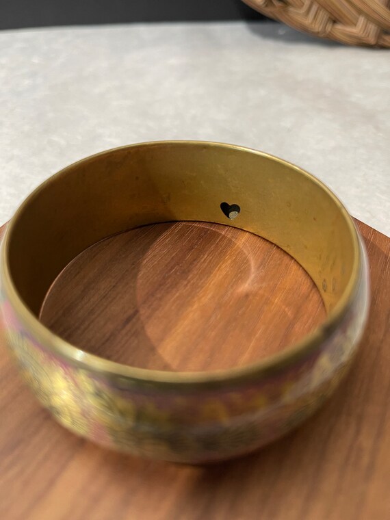 Floral Brass Bangle - Boho Vintage Brass Bracelet… - image 6