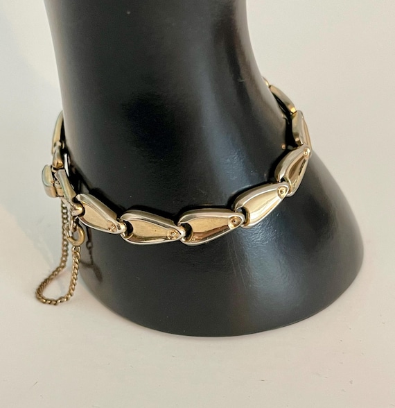 Classic Mazer Bros Two Tone Link Bracelet Midcentury Jewelry